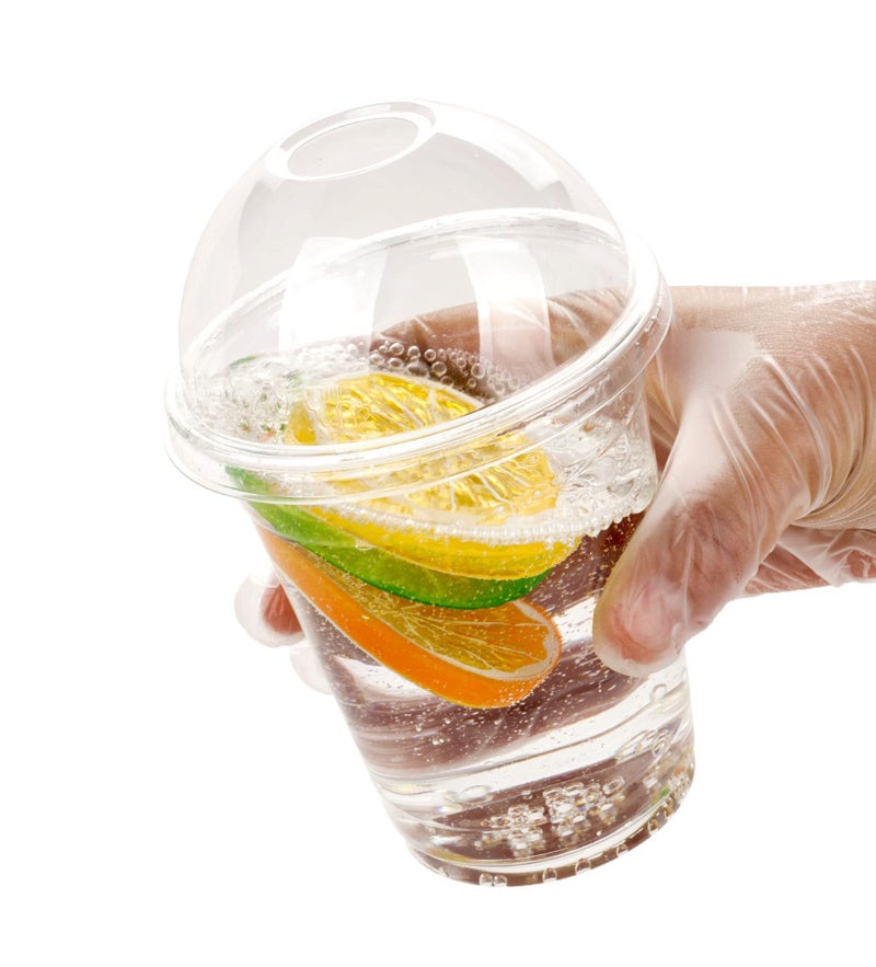 Golden Apple Cup series, 12oz-50sets Clear Plastic cups with Dome lids with hole (50cups+50lids) - Image 4